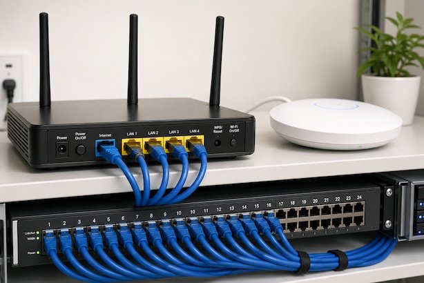 Router and Wi-Fi access point configuration in progress